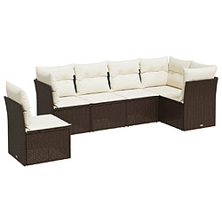 vidaXL Salon de jardin avec coussins 6 pcs marron résine tressée