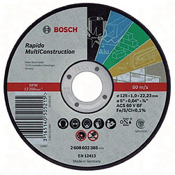 disque à tronconner - a moyeu plat - rapido multi construction acs 46 v bf - 125 mm - 1.6 mm - bosch 2608602383