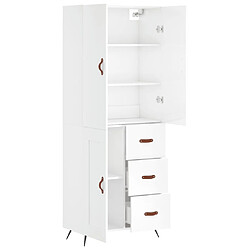 Avis vidaXL Buffet haut Blanc brillant 69,5x34x180 cm Bois d'ingénierie