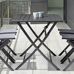 Mes Table de jardin pliante 110x70x71 cm en alu anthracite - BAIO