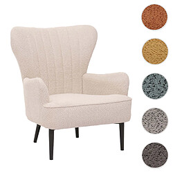 Mendler Lounge-Sessel HWC-K37, Cocktail-/Ohrensessel Polsterstuhl Retro Vintage Stoff Chenille (500g/m²) Öko-Tex ~ crème-beige