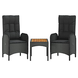 Acheter Salle à manger de jardin 4 pcs,Table et chaise à dîner avec coussins noir -MN89657