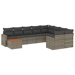 Maison Chic Salon de jardin avec coussins 10 pcs, Ensemble Tables et chaises de jardin, gris résine tressée -GKD437608