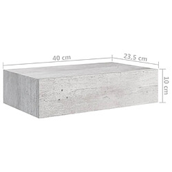 vidaXL Étagères à tiroir murales 2 pcs Gris béton 40x23,5x10 cm MDF pas cher