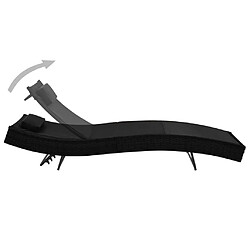 Maison Chic Chaise longue avec oreiller | Bain de soleil Relax | Transat Résine tressée Noir -GKD95290