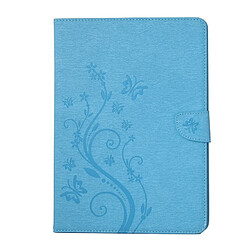 Wewoo Housse Étui bleu pour iPad Air 2 fleurs pressées motif papillon flip horizontal en cuir PU avec boucle magnétique et titulaire fentes cartes porte-monnaie