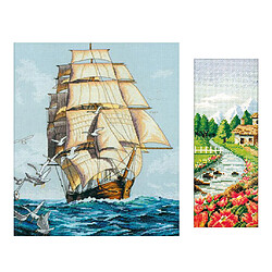 2 Pièces 11CT Bateau à Voile Estampillé Point De Croix Kit Bricolage Fait Main Couture