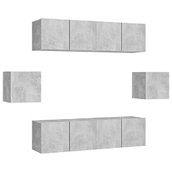 vidaXL Ensemble de meubles TV 6 pcs Gris béton Bois d'ingénierie