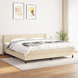 vidaXL Sommier à lattes de lit avec matelas Crème 200x200 cm Tissu