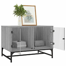 Acheter Maison Chic Table basse pour salon | Table à café avec portes en verre sonoma gris 68,5x50x50 cm -GKD96817