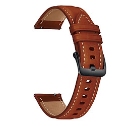 Bracelet en cuir véritable 20mm avec boucle noire pour votre Samsung Galaxy Watch3 41mm - marron