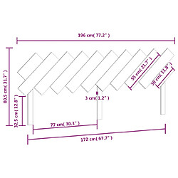 vidaXL Tête de lit 196x3x80,5 cm Bois massif de pin pas cher