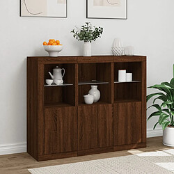 Acheter Maison Chic Lot de 3 Commode Buffet - Meuble de rangements avec lumières LED chêne brun bois d'ingénierie -GKD25111