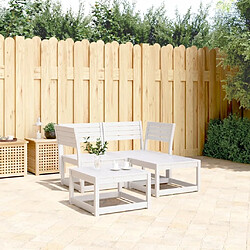 Maison Chic Salon de jardin 3 pcs | Ensemble de Table et chaises | Mobilier d'Extérieur blanc bois de pin massif -GKD59240