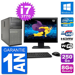 PC Dell 3010 MT Ecran 19" i7-3770 RAM 8Go Disque Dur 250Go HDMI Windows 10 Wifi - Occasion