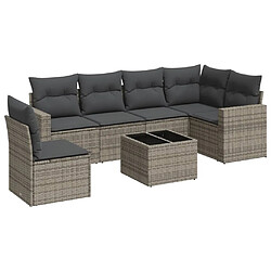 vidaXL Salon de jardin avec coussins 7 pcs gris résine tressée