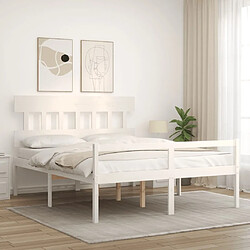 Avis Maison Chic Lit adulte - Cadre Structure de lit avec tête de lit Contemporain blanc 160x200 cm bois massif -MN81535