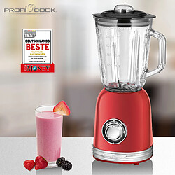 Blender Mixeur, Vintage, 1,5 Litre, 2 Vitesses + Turbo, sans BPA, Ice Crusher, 800, Rouge, Proficook, UM 1195