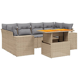 vidaXL Salon de jardin avec coussins 7 pcs beige résine tressée