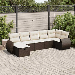 vidaXL Salon de jardin avec coussins 7 pcs marron résine tressée