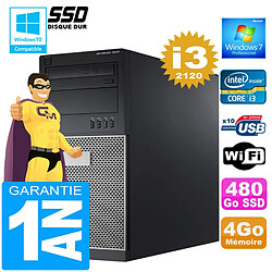 PC Tour DELL 7010 Core I3-2120 Ram 4Go Disque 480 Go SSD Wifi W7 - Occasion