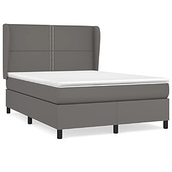 vidaXL Sommier à lattes de lit avec matelas Gris 140x190 cm Similicuir