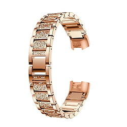 Wewoo Bracelet pour montre connectée en acier inoxydable serti de diamants Fitbit Charge 3 or rose