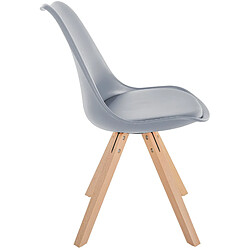 Avis Decoshop26 Chaise de salle à manger x1 style scandinave assise en plastique gris et pieds carrés en bois clair 10_0001453