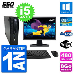 PC HP ProDesk 400 G1 SFF Ecran 22" i5-4570 RAM 8Go SSD 480Go Windows 10 Wifi - Occasion