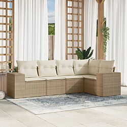 Maison Chic Salon de jardin avec coussins 5 pcs | Ensemble de Table et chaises | Mobilier d'Extérieur beige résine tressée -GKD33502