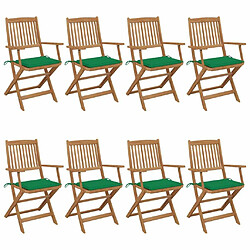 vidaXL Chaises pliables de jardin 8 pcs avec coussins Bois d'acacia