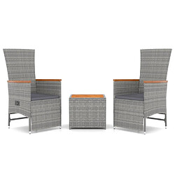 Maison Chic Ensemble de Salon de jardin 3 pcs - Table et chaises d'extérieur - Mobilier/Meubles de jardin Moderne gris poly rotin et acacia -MN76351