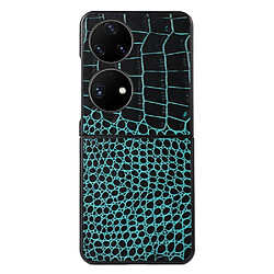 Coque en TPU + cuir véritable texture croco vert pour votre Huawei P50 Pocket