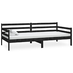 vidaXL Lit de jour sans matelas noir bois de pin massif 90x200 cm