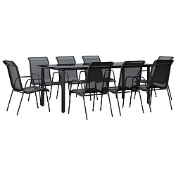 vidaXL Ensemble à manger de jardin 9 pcs noir textilène et acier