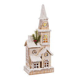 BigBuy Home Accesoires pour crèche de Noël Naturel Église 18 x 12 x 46 cm