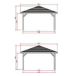 Avis Solid Kiosque en bois Pavillon - 14.75 m² - 4.37 x 4.37 x 1.93 m