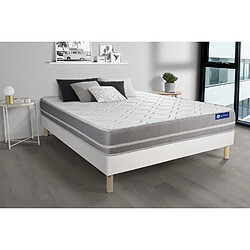 ACTISOM Ensemble matelas Latex + mémoire de forme ACTILATEX TOUCH 140x190 3zones de confort + sommier KIT blanc