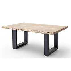 Pegane Table basse en bois d'acacia massif naturel et métal anthracite - L.110 x H.45 x P.70 cm