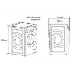 Lave-linge hublot CONTINENTAL EDISON CELL8140IS - 8 kg - Moteur induction - Largeur 60 cm - 1400 trs/min -Silver pas cher