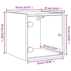 vidaXL Tables de chevet avec portes en verre 2 pcs noir 35x37x35 cm pas cher