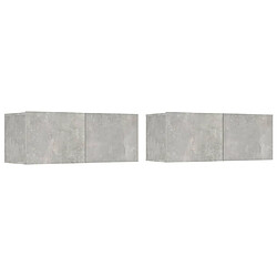 Maison Chic Meubles TV 2 pcs pour salon Gris béton 80x30x30 cm Bois d'ingénierie -MN23445