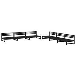 vidaXL Salon de jardin 6 pcs Noir Bois de pin massif