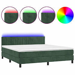 Sommier à lattes LED,Cadre à lattes de lit avec matelas pour Adulte Vert foncé 160x200 cm -MN83577