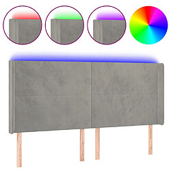 vidaXL Tête de lit à LED Gris clair 203x16x118/128 cm Velours