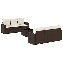 vidaXL Salon de jardin avec coussins 7 pcs marron résine tressée