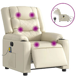 vidaXL Fauteuil de massage inclinable électrique crème similicuir