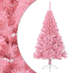 vidaXL Demi sapin de Noël artificiel avec support Rose 120 cm PVC