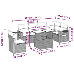 Acheter vidaXL Salon de jardin avec coussins 7 pcs gris clair résine tressée