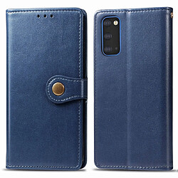 Wewoo Housse Coque Pour Galaxy S11e Boucle en cuir de couleur unie rétro de protection téléphone portable avec cadre photo et fente carte et portefeuille et fonction de support bleu